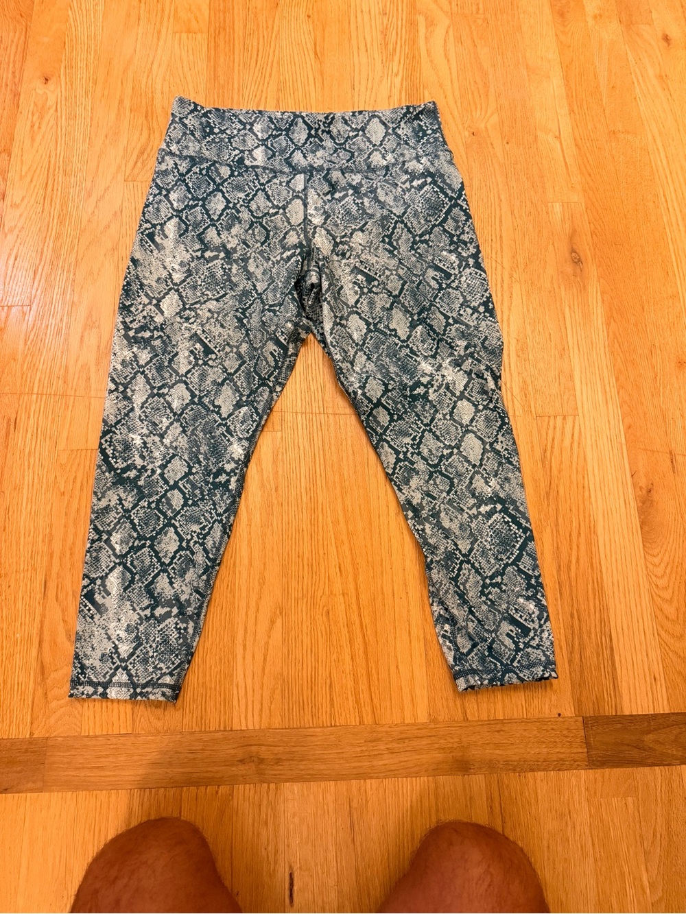 Women's Size 1X "Walk Pop" Blue Green Snake-Print High-Rise Leggings GUC